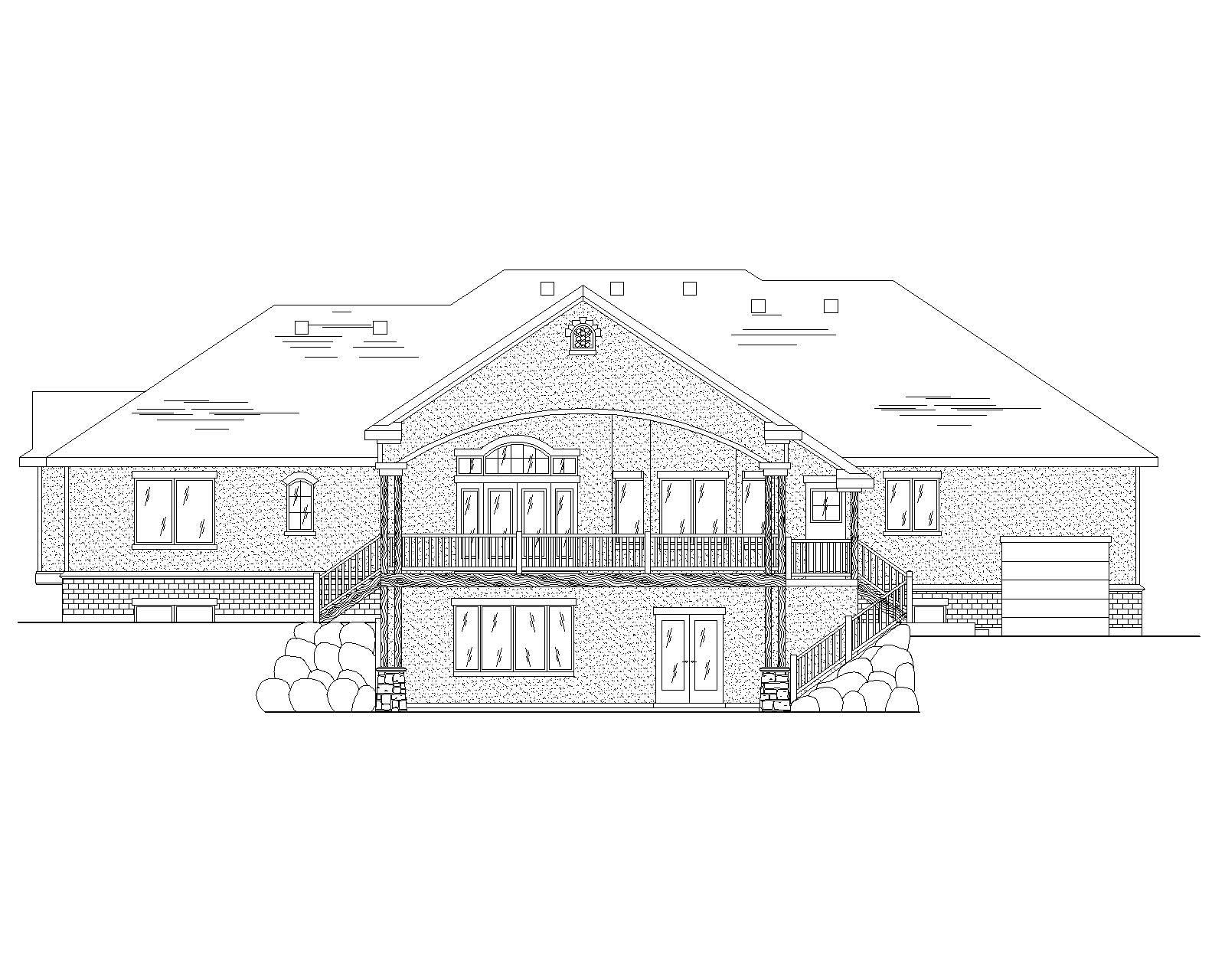 Home Plan Rear Elevation of this 6-Bedroom,2074 Sq Ft Plan -135-1146
