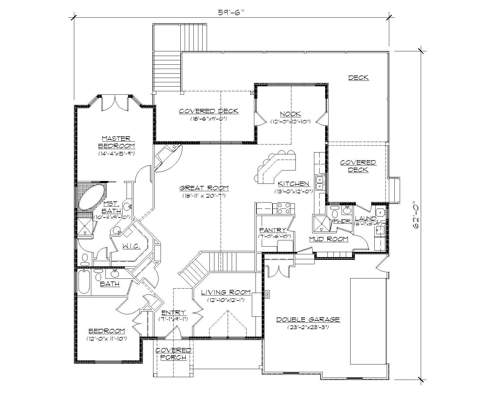 Floor Plan First Story of Country Plan #135-1147