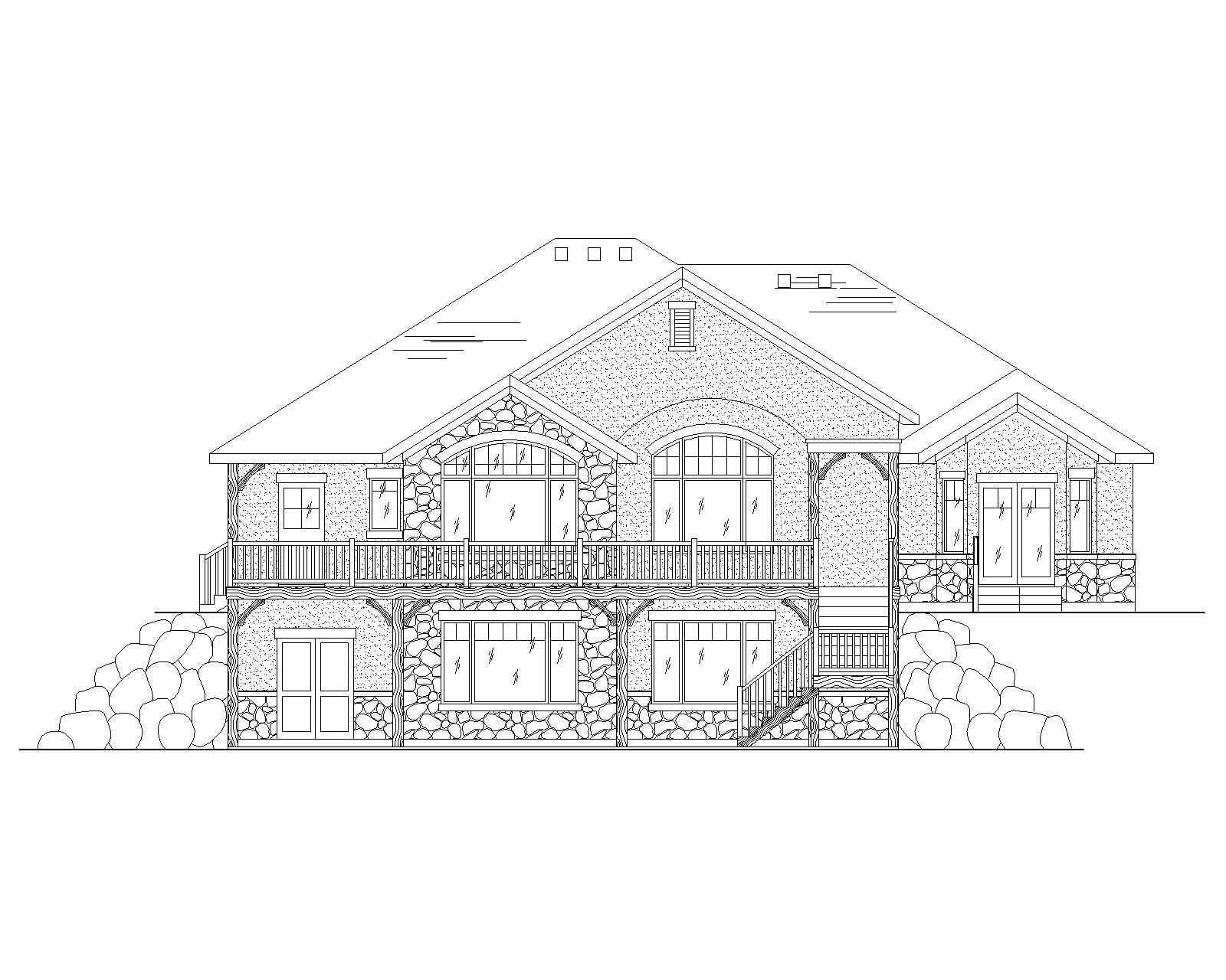 Home Plan Rear Elevation of this 5-Bedroom,2061 Sq Ft Plan -135-1147