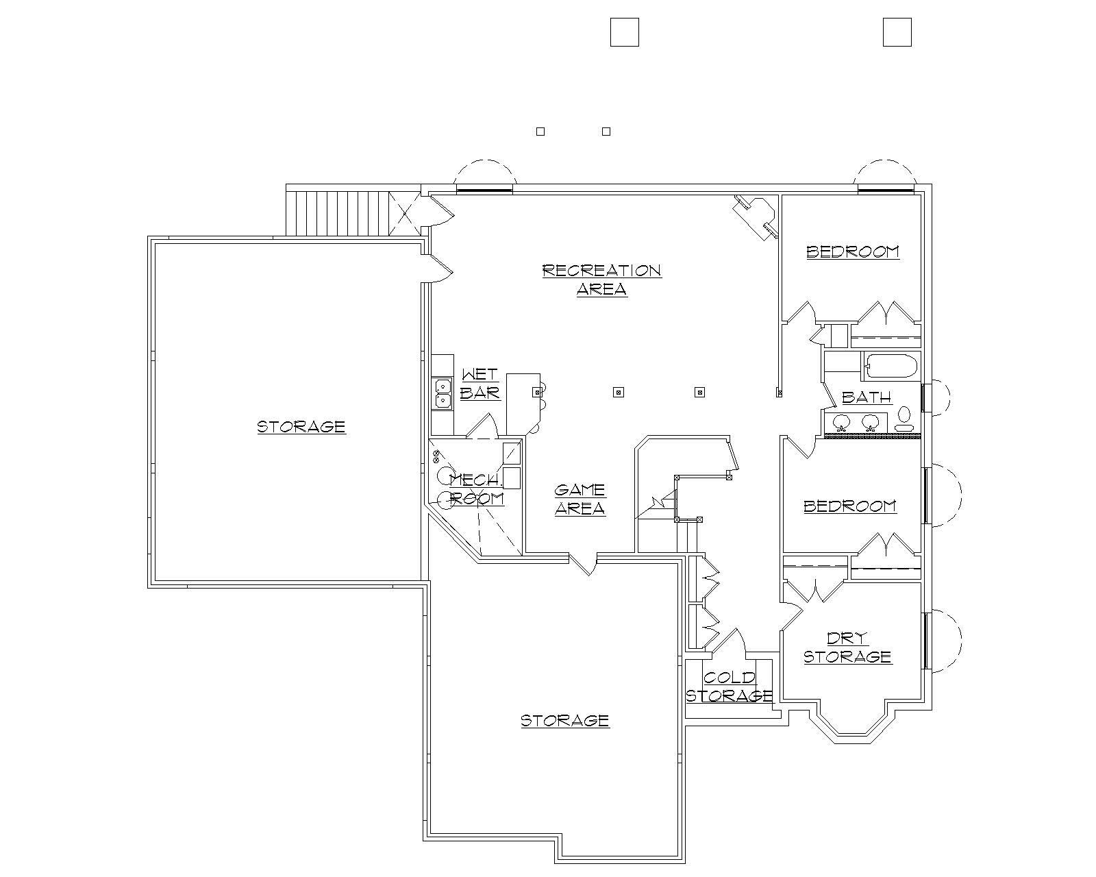 Floor Plan Basement of Craftsman Plan #135-1150