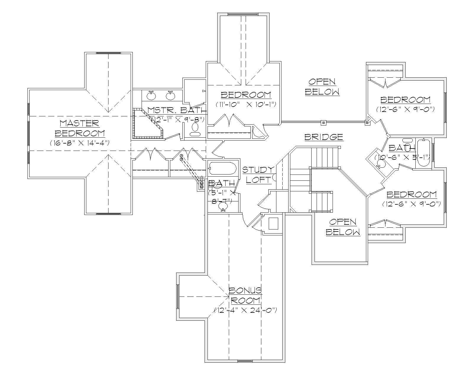 Floor Plan Second Story of Craftsman Plan #135-1150