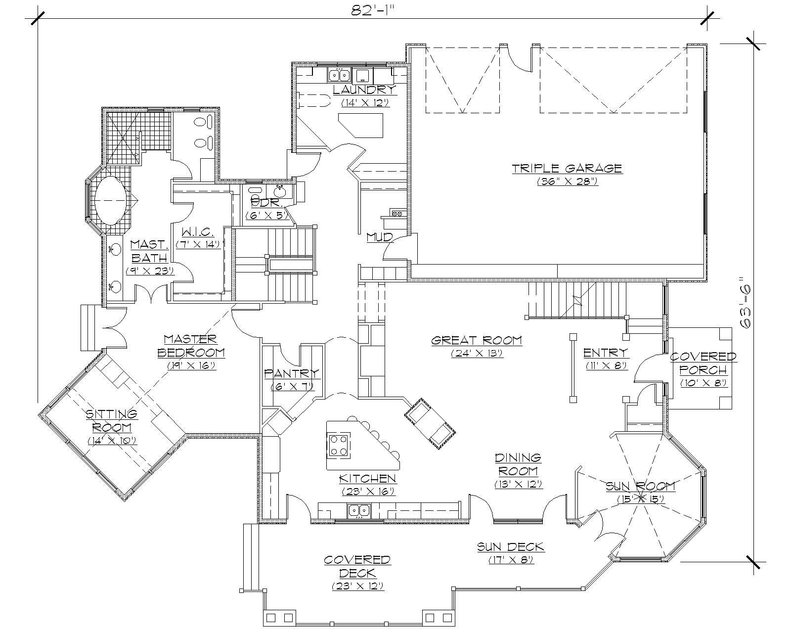 Floor Plan First Story of European Plan #135-1151