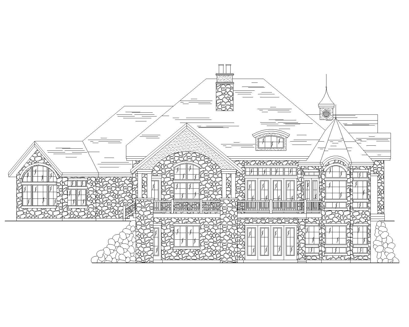 Home Plan Rear Elevation of this 5-Bedroom,3711 Sq Ft Plan -135-1151