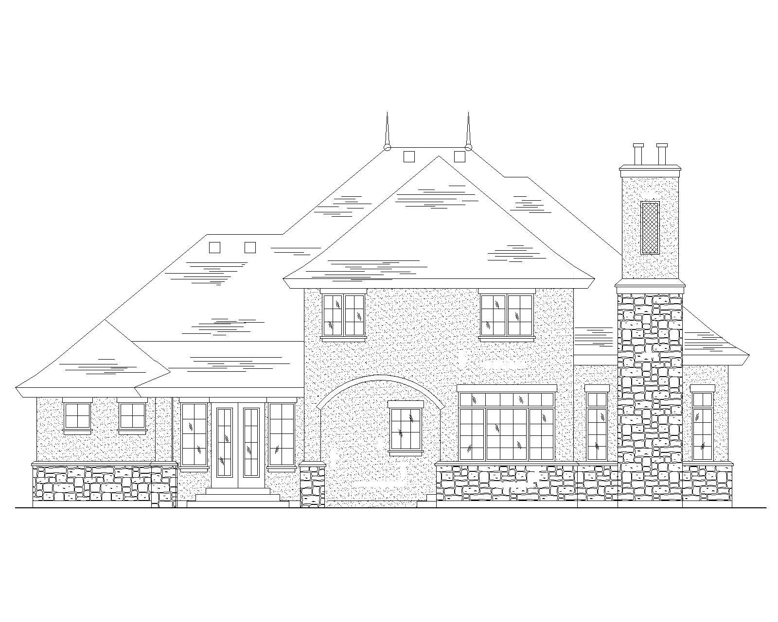 Home Plan Rear Elevation of this 7-Bedroom,3655 Sq Ft Plan -135-1152
