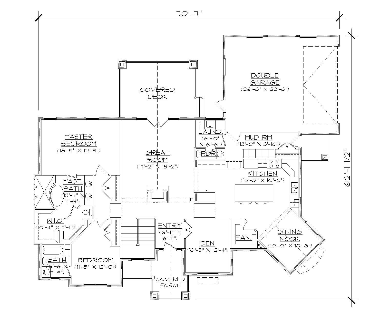 Floor Plan First Story of Ranch Plan #135-1153