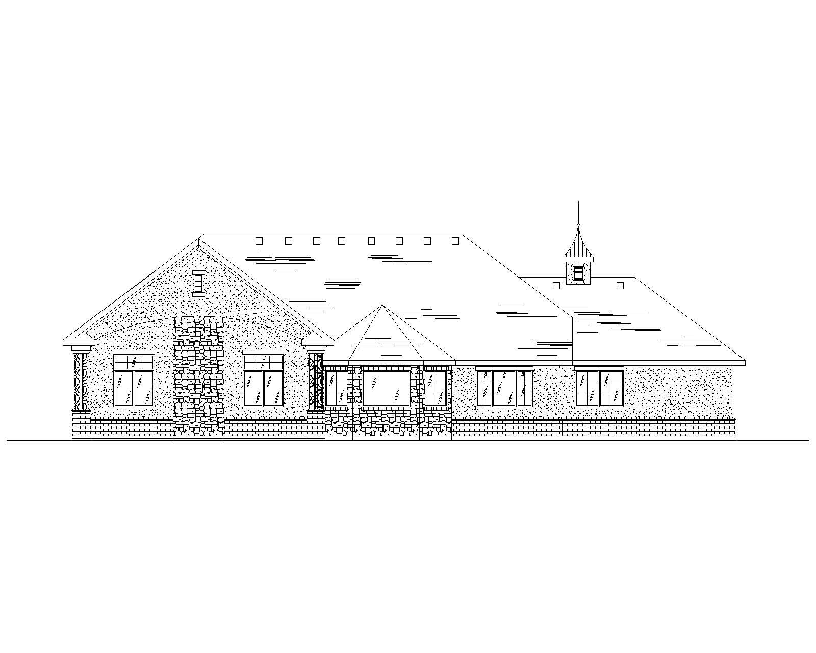 Home Plan Rear Elevation of this 4-Bedroom,2108 Sq Ft Plan -135-1154