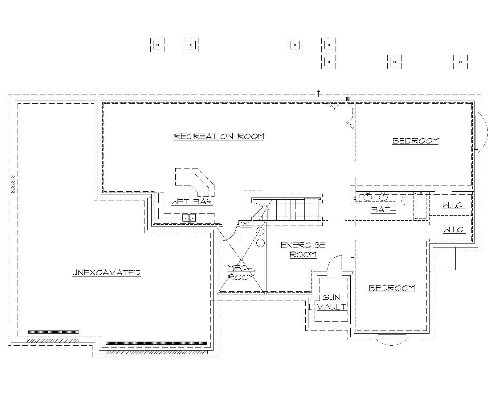 Floor Plan Basement of Ranch Plan #135-1156