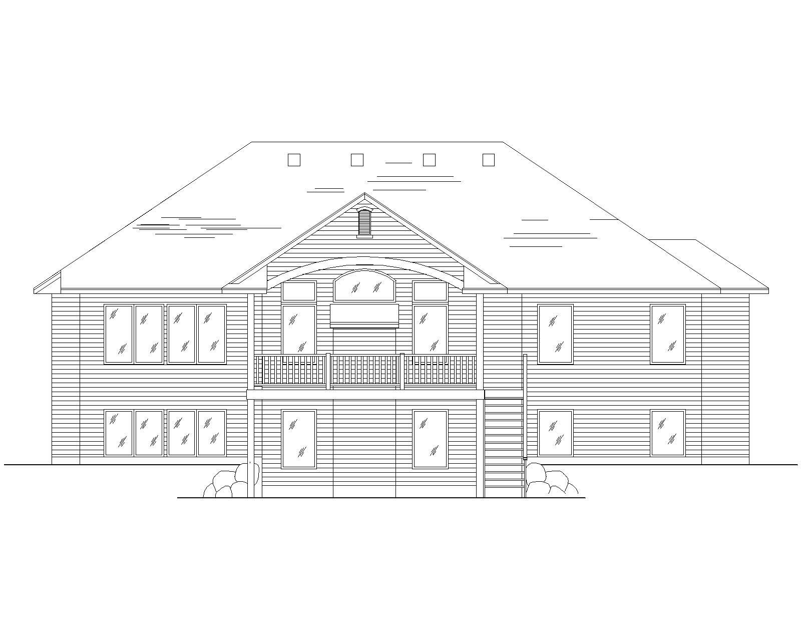 Home Plan Rear Elevation of this 6-Bedroom,2147 Sq Ft Plan -135-1157