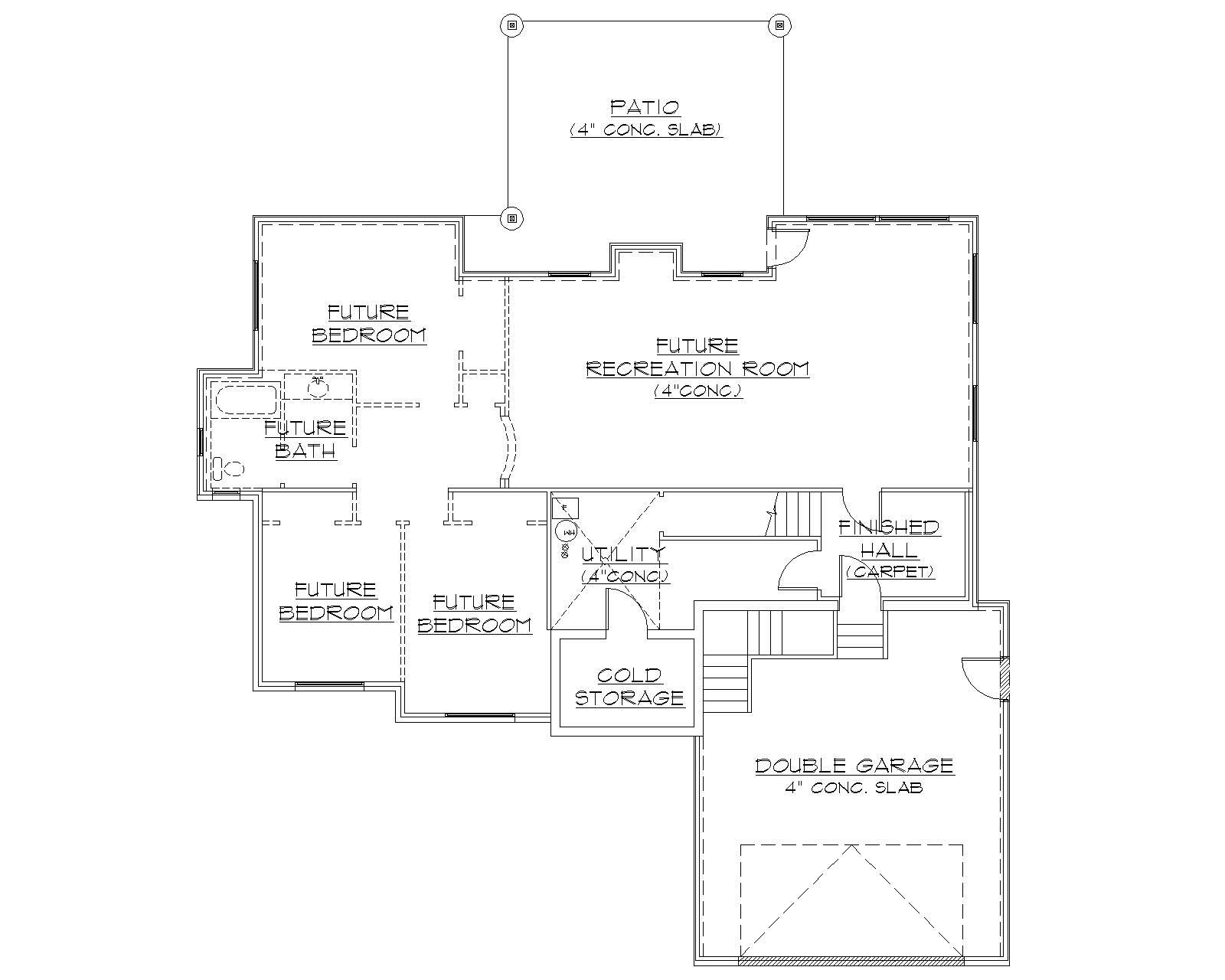 Floor Plan Second Story of Ranch Plan #135-1157