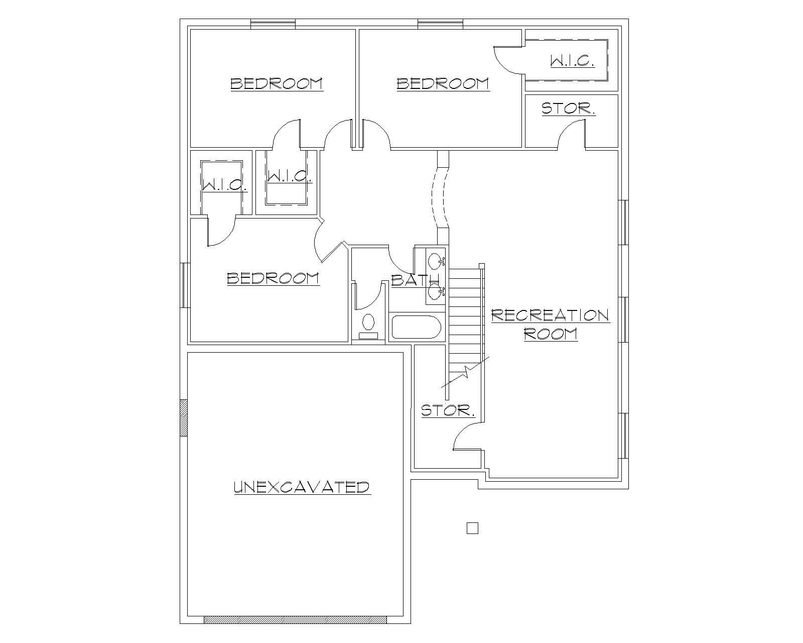 Floor Plan Basement of Craftsman Plan #135-1158