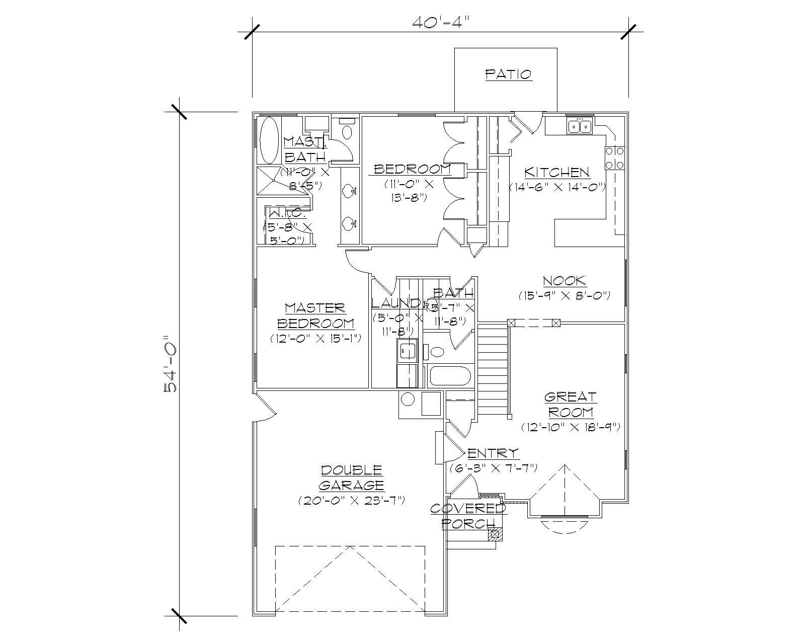 Floor Plan First Story of Craftsman Plan #135-1158