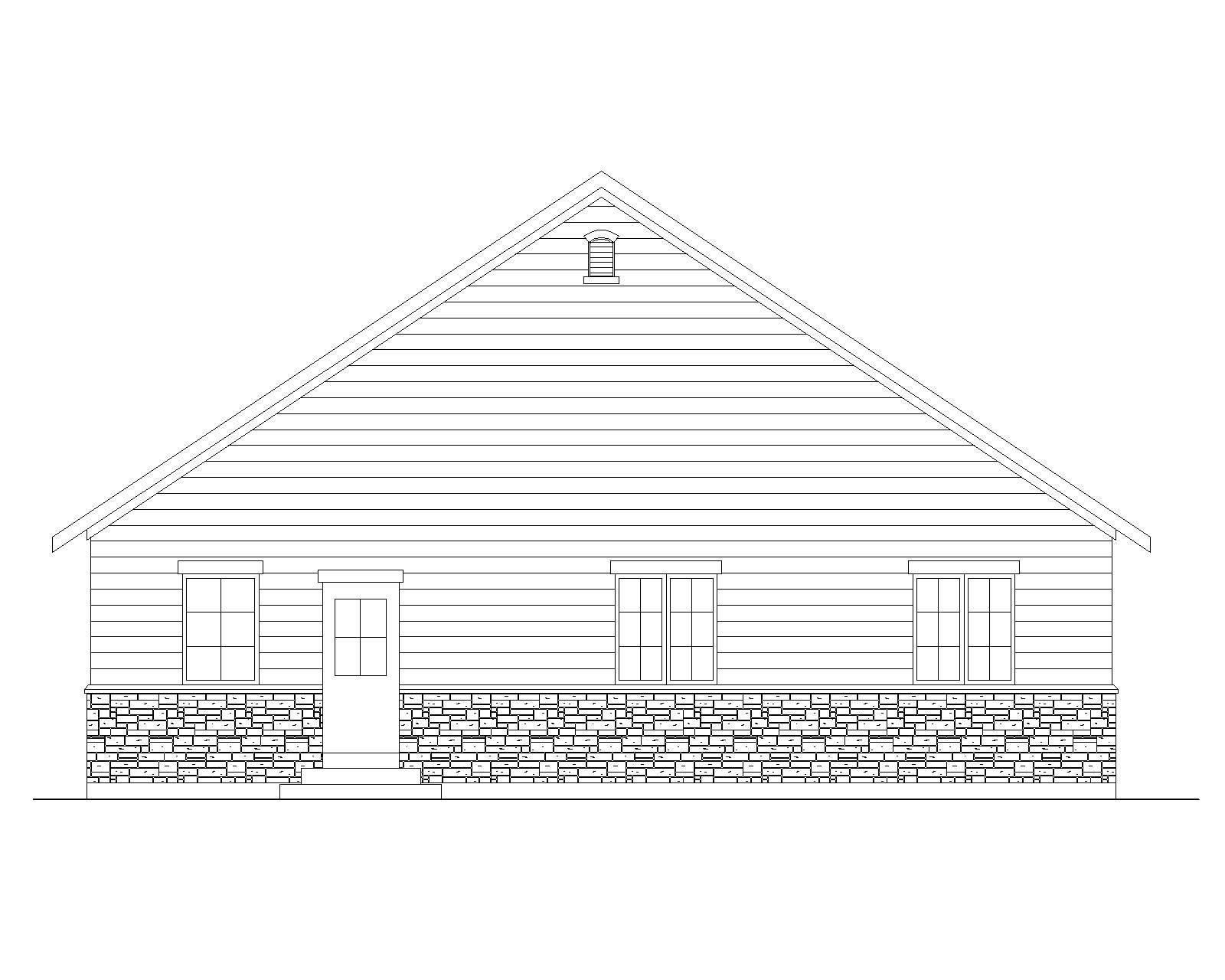 Home Plan Rear Elevation of this 5-Bedroom,1454 Sq Ft Plan -135-1158