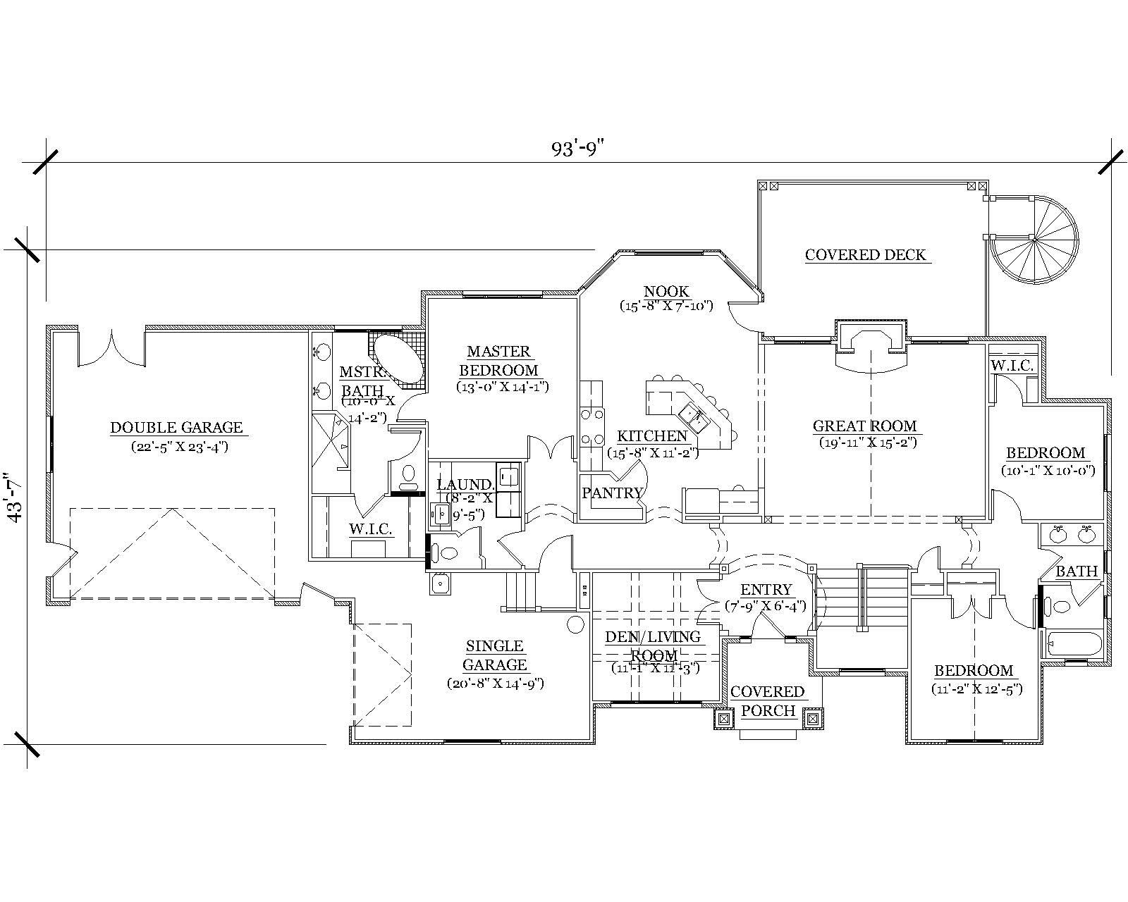 Floor Plan First Story of European Plan #135-1159