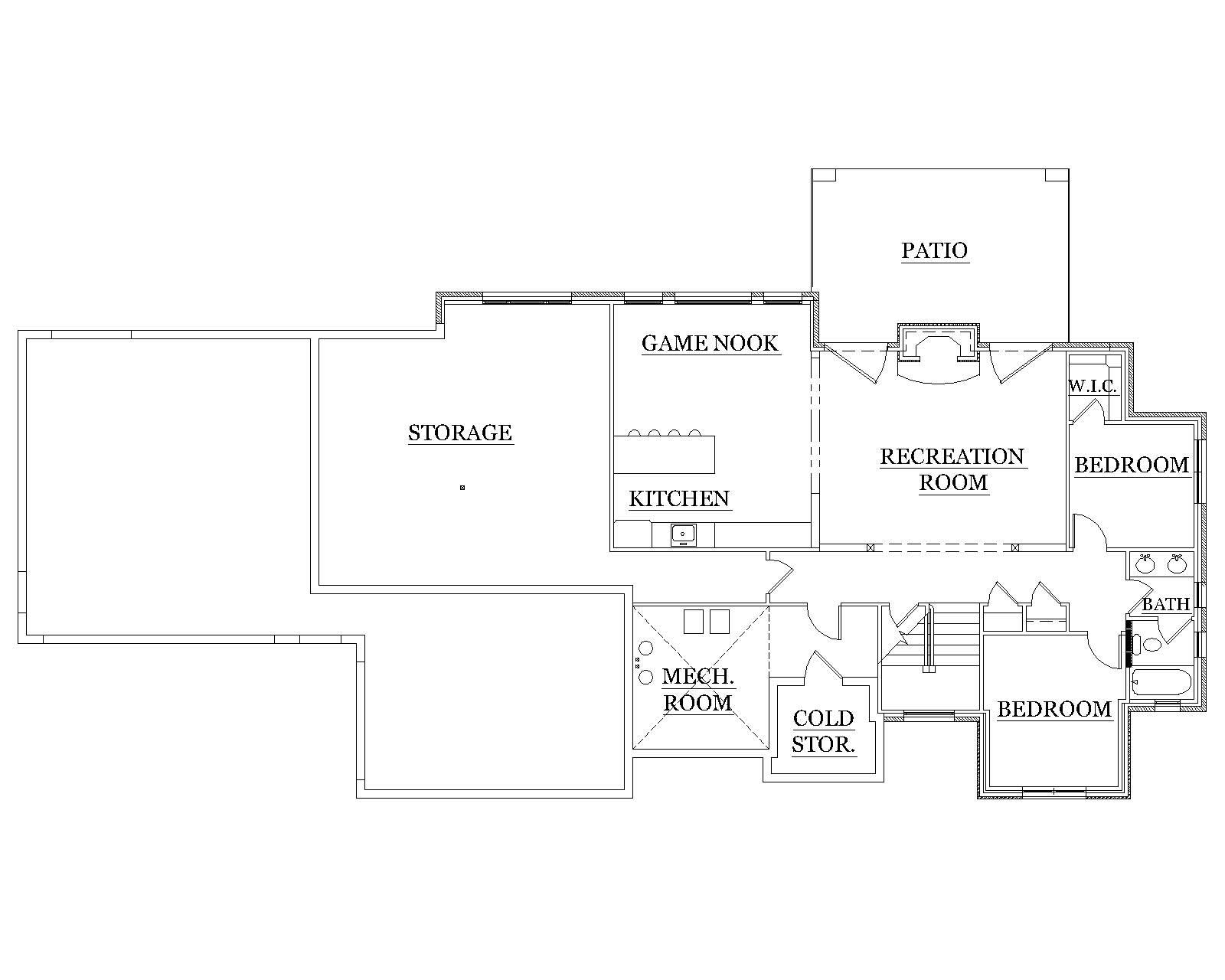 Floor Plan Basement of European Plan #135-1159
