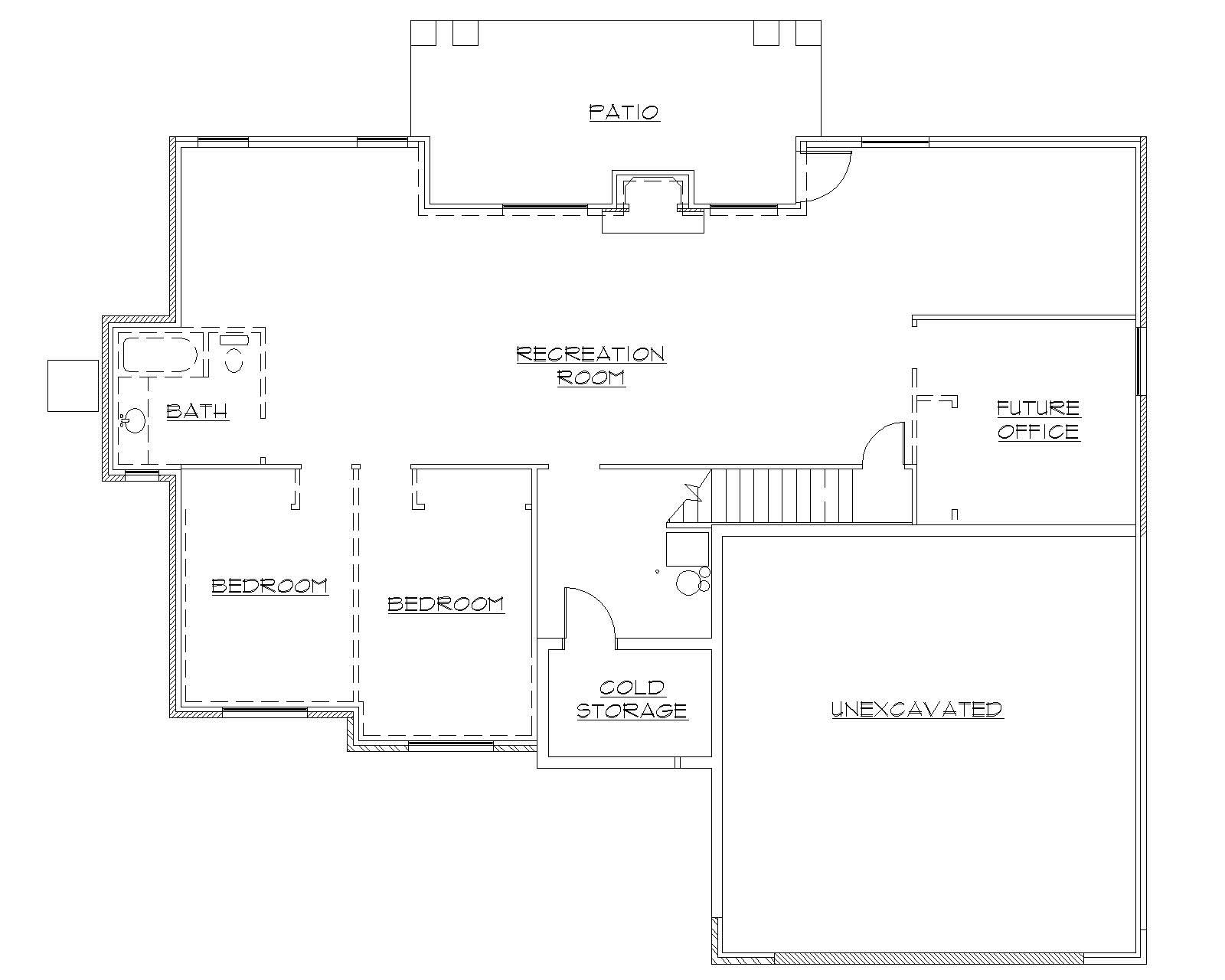 Floor Plan Basement of Small House Plans #135-1160