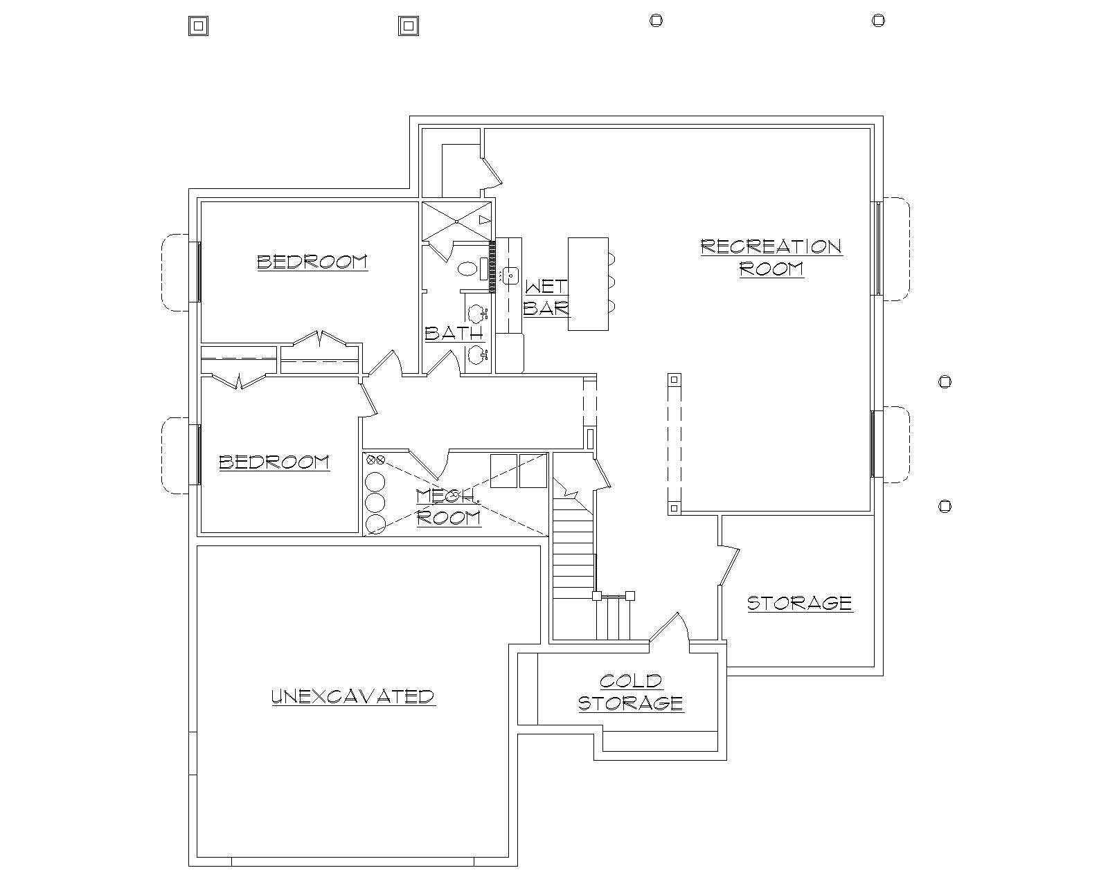 Floor Plan Basement of Country Plan #135-1164