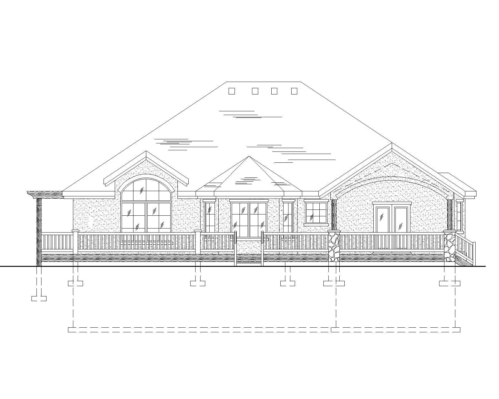 Home Plan Rear Elevation of this 1-Bedroom,1867 Sq Ft Plan -135-1164