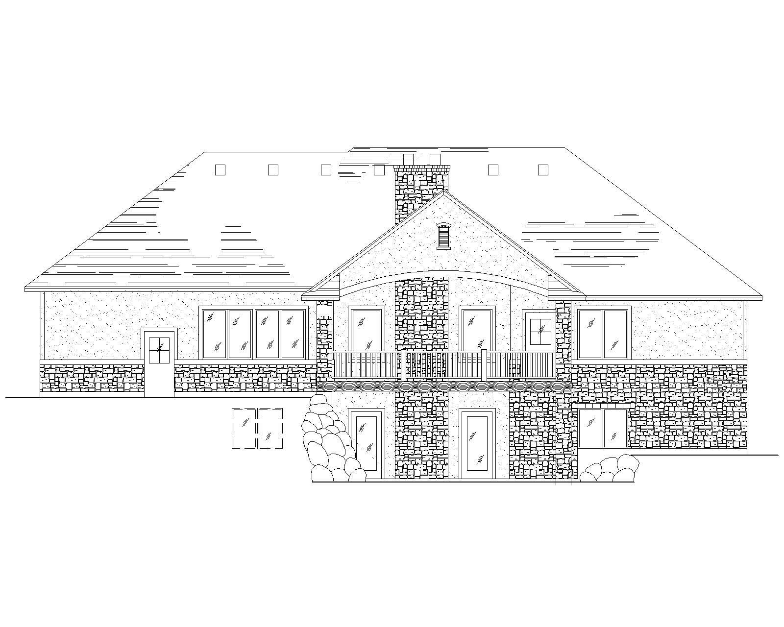 Home Plan Rear Elevation of this 5-Bedroom,1821 Sq Ft Plan -135-1166