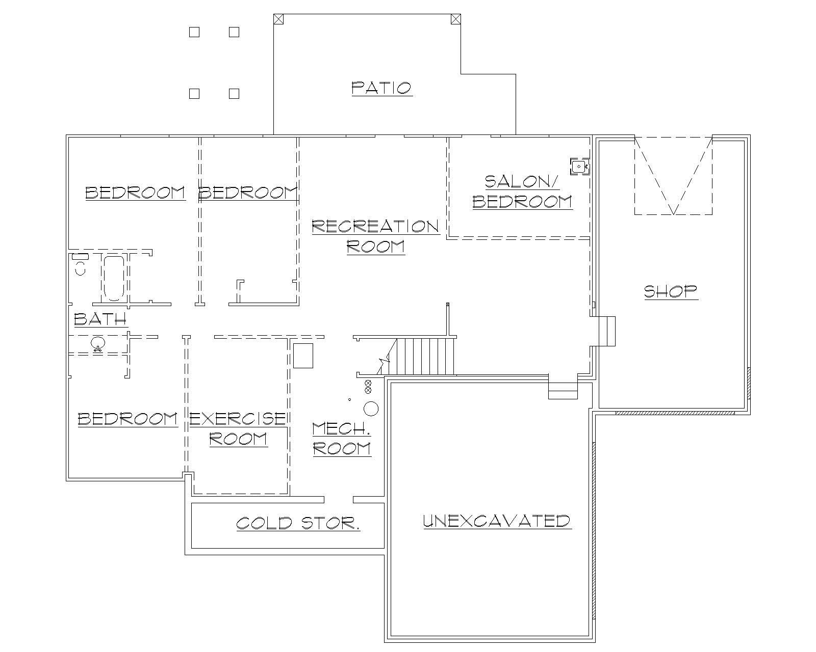 Floor Plan Basement of Small House Plans #135-1167