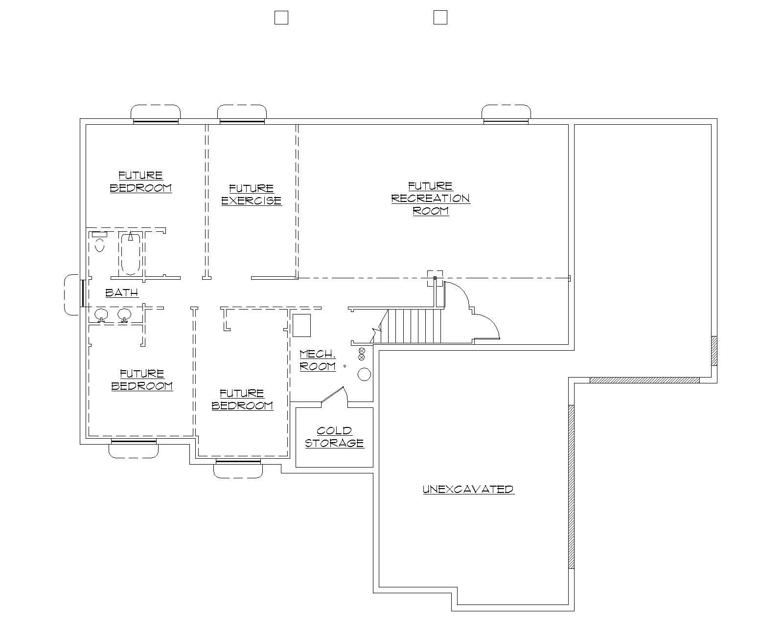 Floor Plan Basement of Small House Plans #135-1168