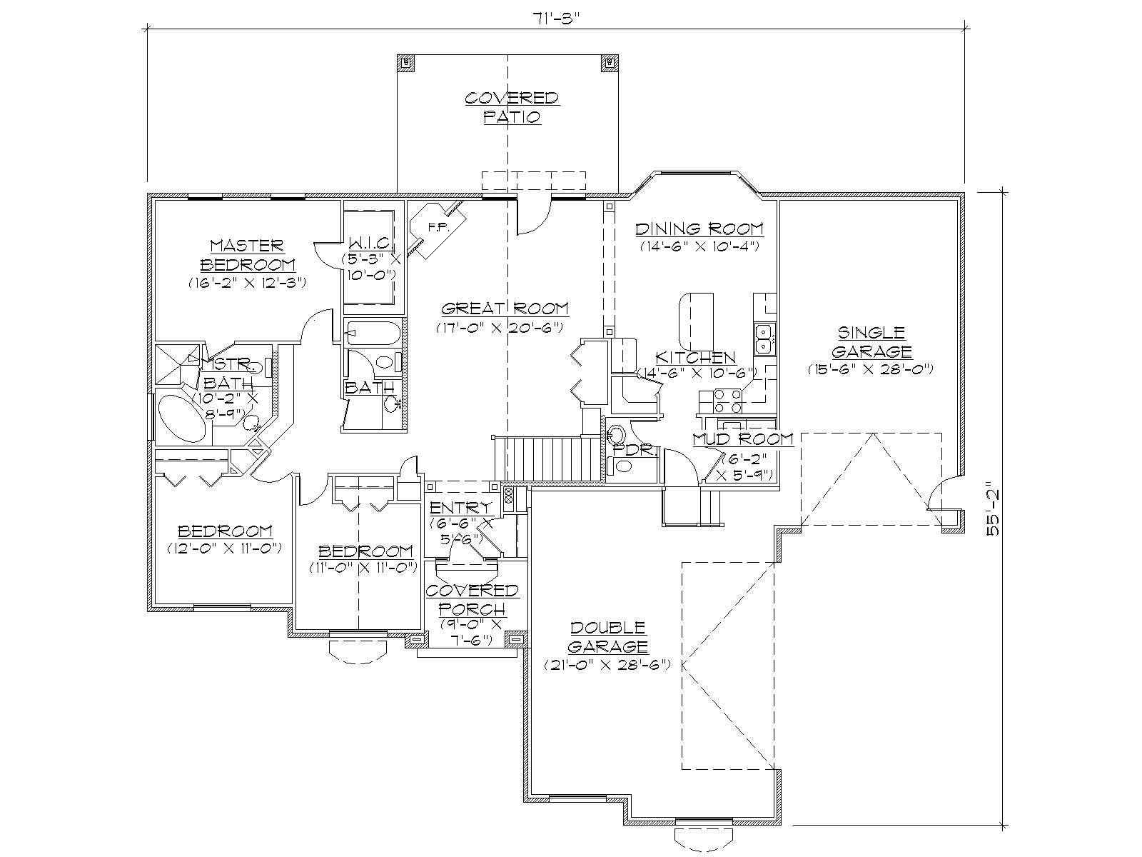 Floor Plan First Story of Small House Plans #135-1168
