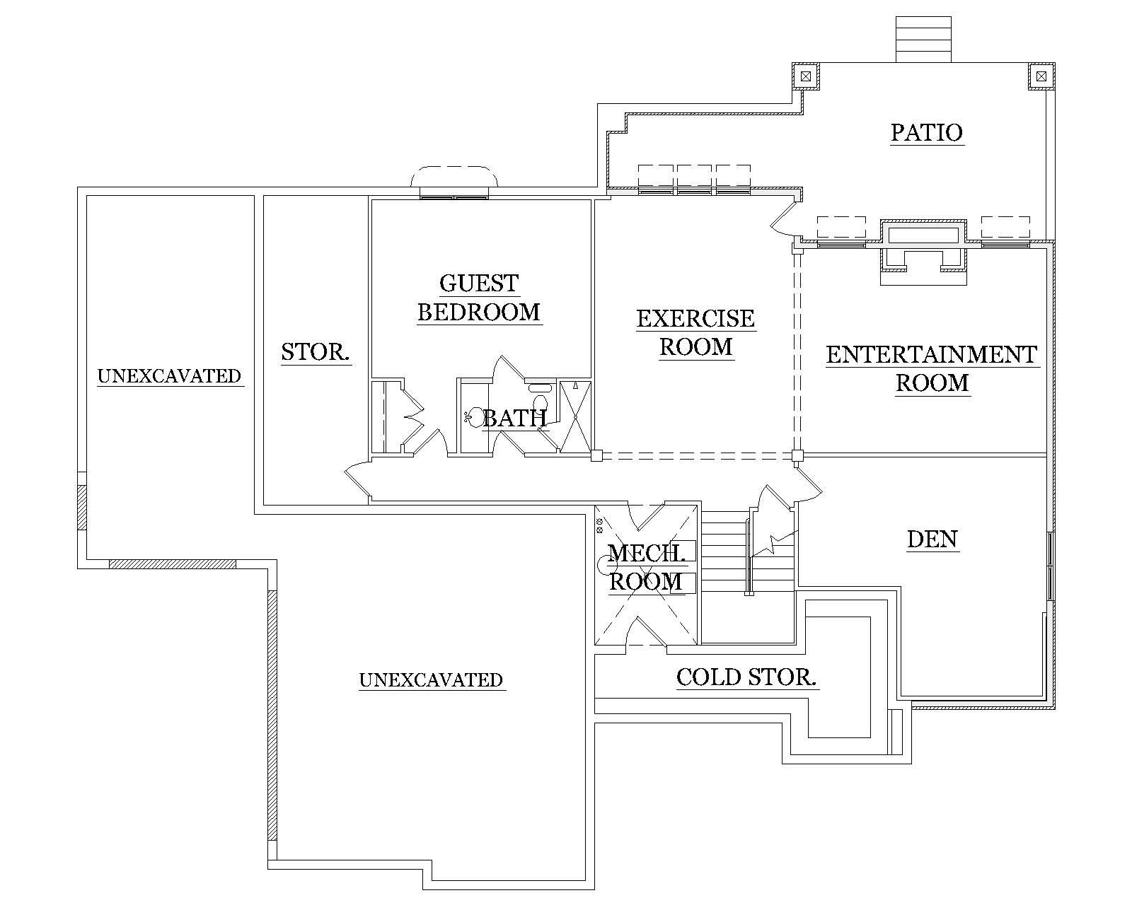 Floor Plan Second Story of Craftsman Plan #135-1169