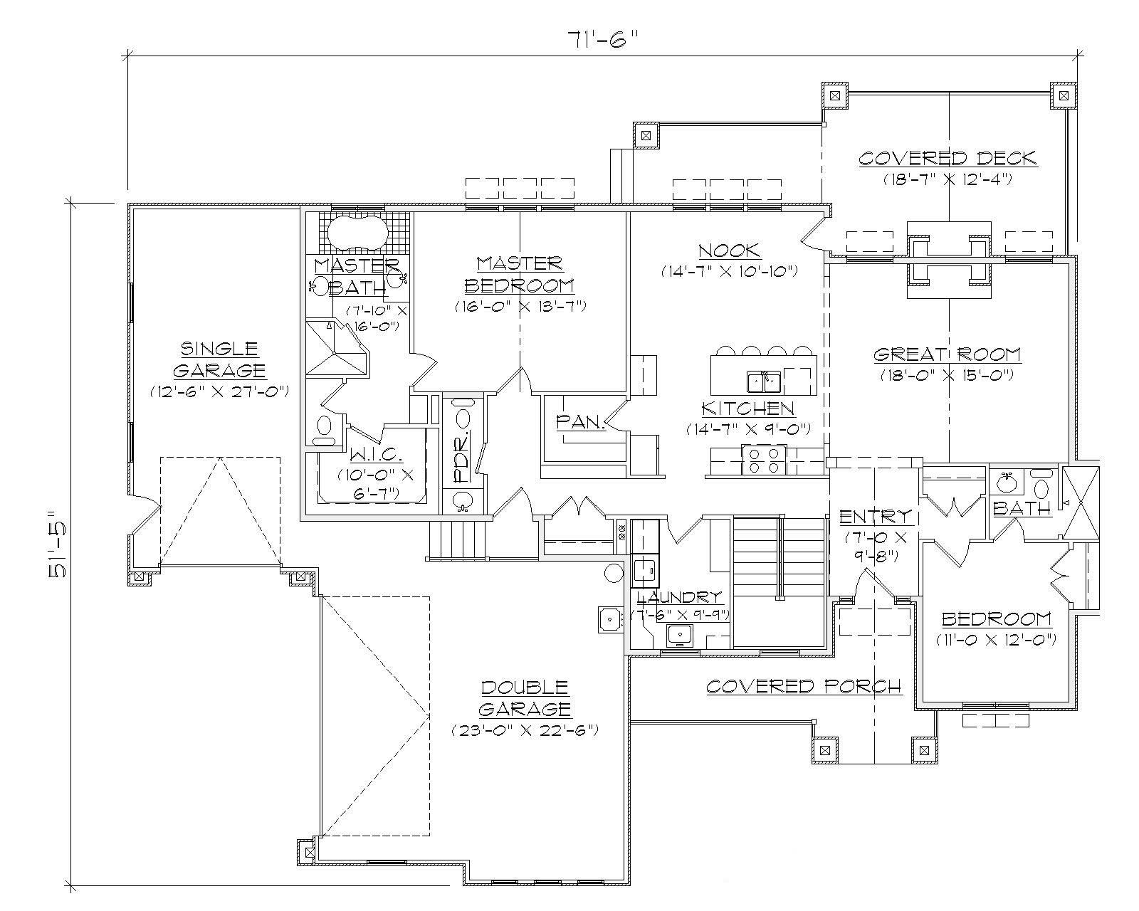 Floor Plan First Story of Craftsman Plan #135-1169