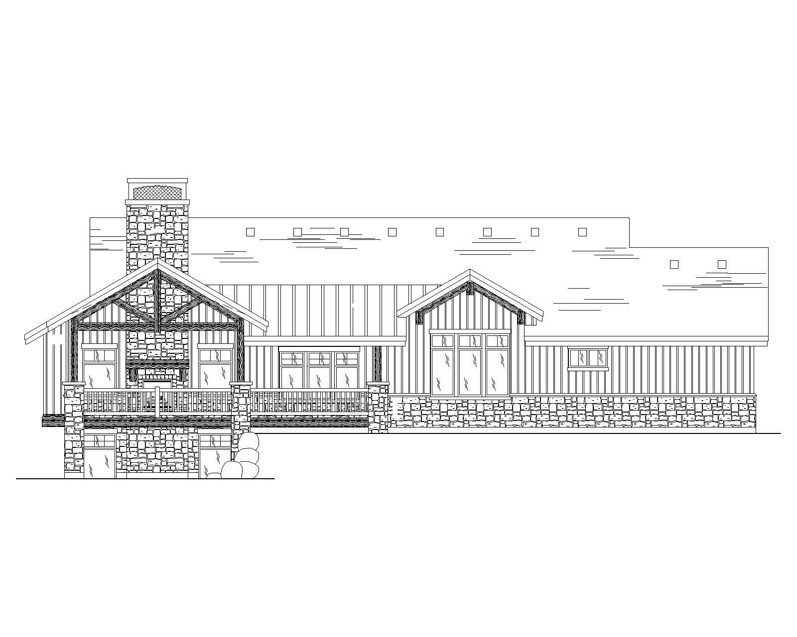 Home Plan Rear Elevation of this 3-Bedroom,1761 Sq Ft Plan -135-1169