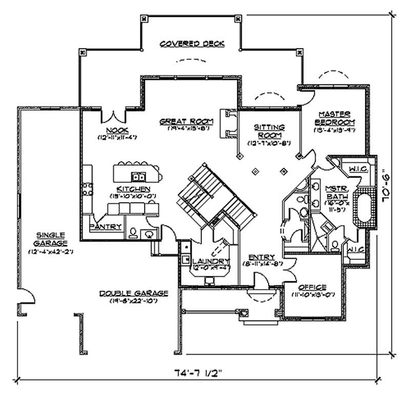 Floor Plan First Story of European Plan #135-1170
