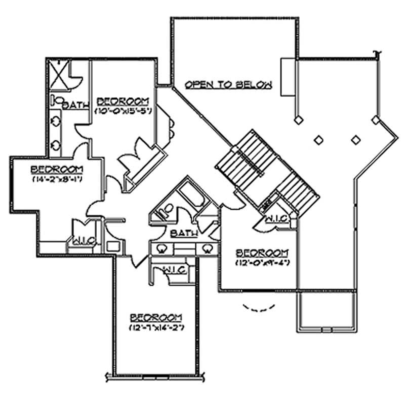 Floor Plan Second Story of European Plan #135-1170