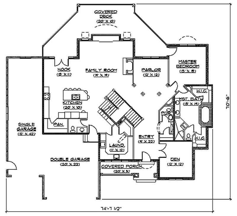 Floor Plan First Story of European Plan #135-1171