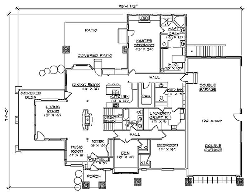 Floor Plan First Story of European Plan #135-1172