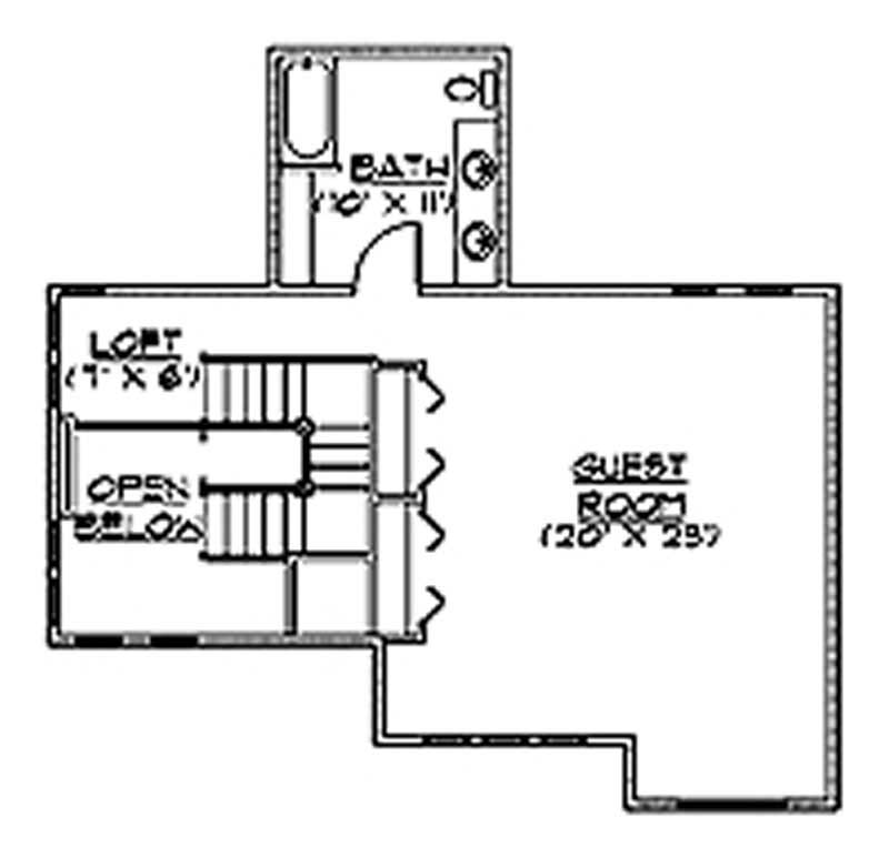 Floor Plan Second Story of European Plan #135-1172
