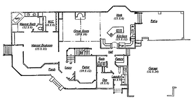 Floor Plan First Story of European Plan #135-1174