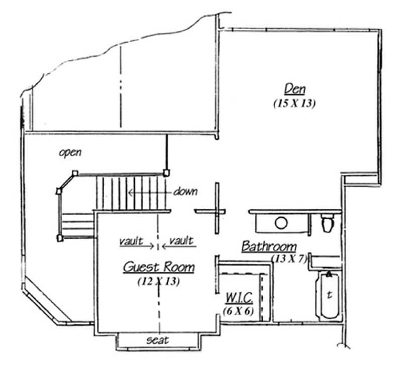 Floor Plan Second Story of European Plan #135-1174