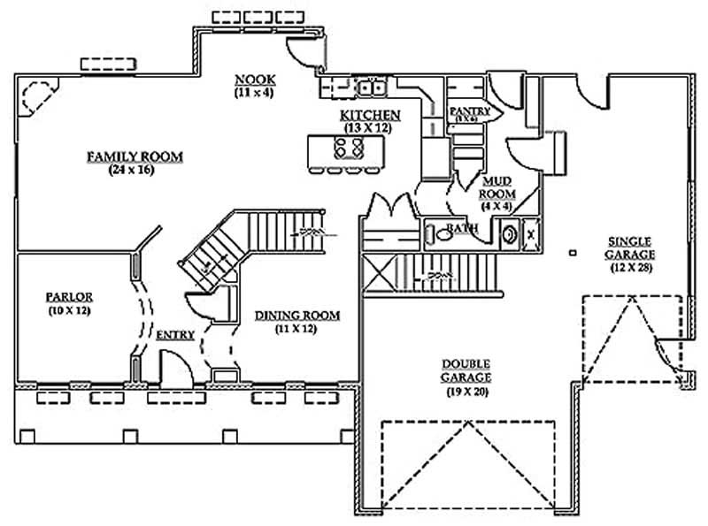 Floor Plan First Story of Country Plan #135-1175