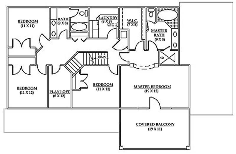 Floor Plan Second Story of Country Plan #135-1175