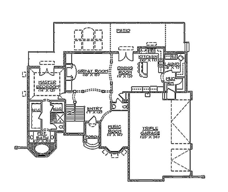 Floor Plan First Story of European Plan #135-1177