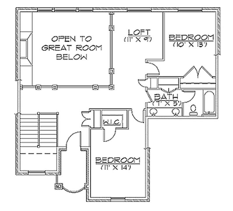 Floor Plan Second Story of European Plan #135-1177