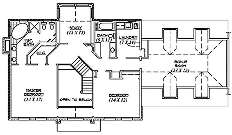 Floor Plan Second Story of Country Plan #135-1178