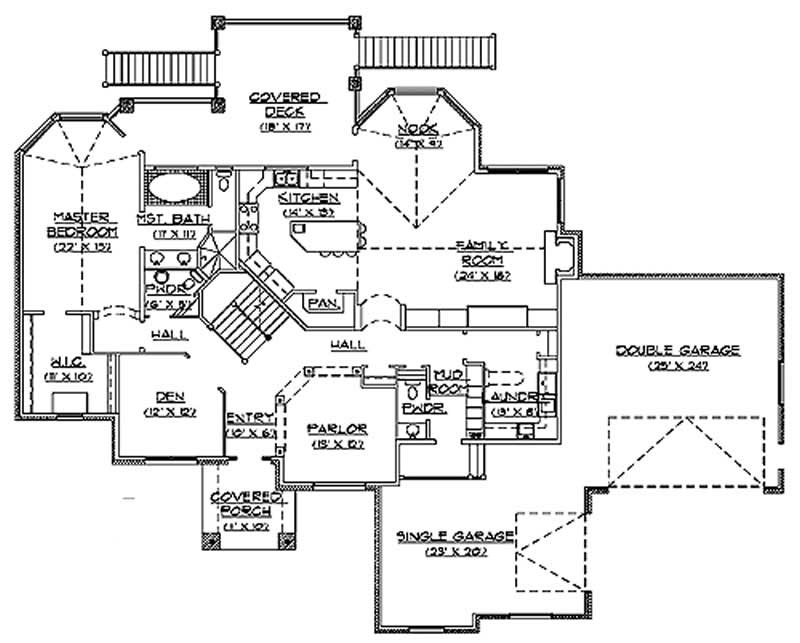 Floor Plan First Story of European Plan #135-1179