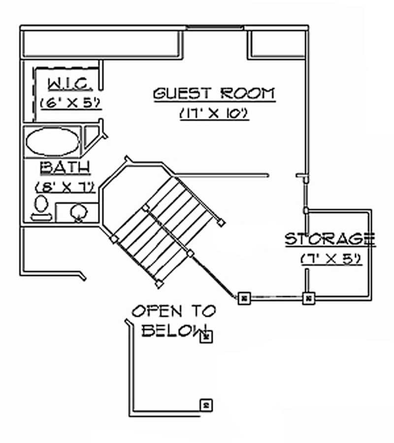 Floor Plan Second Story of European Plan #135-1179