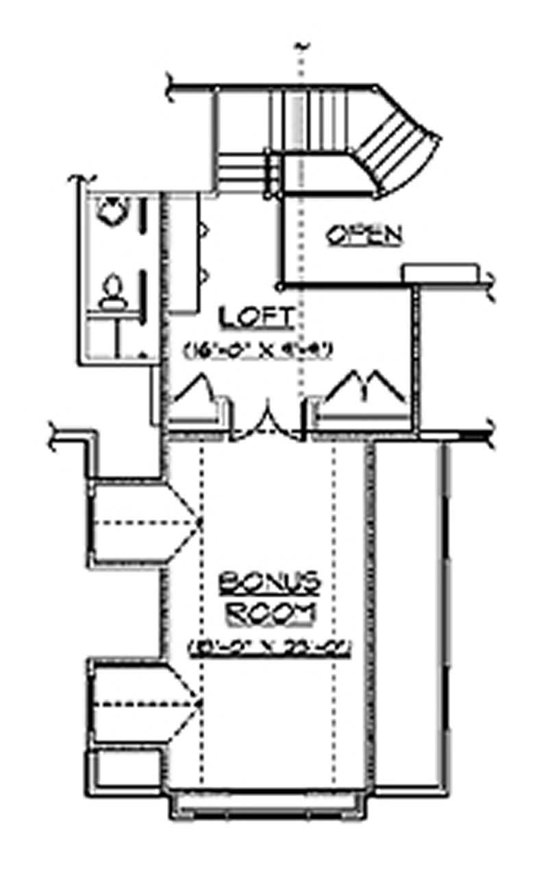 Floor Plan Second Story of European Plan #135-1180