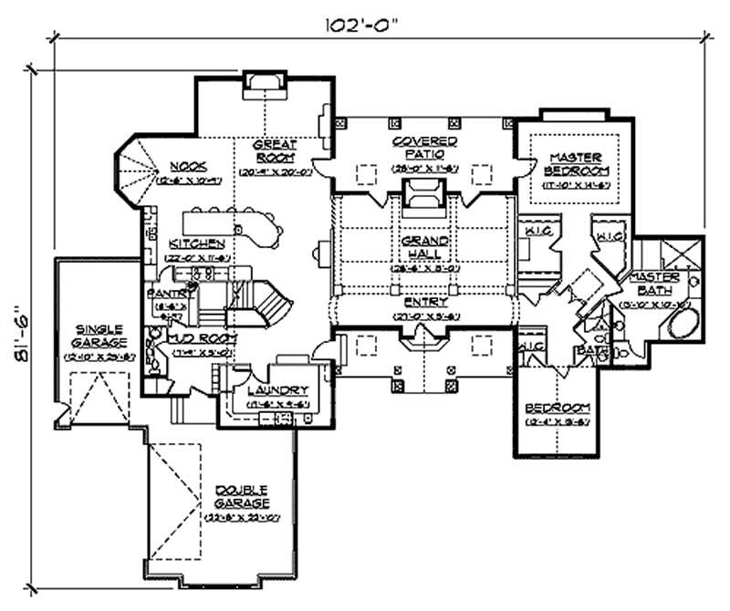 Floor Plan First Story of European Plan #135-1180