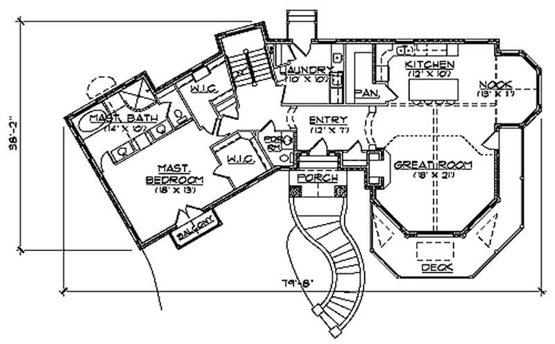 Floor Plan First Story of Country Plan #135-1181
