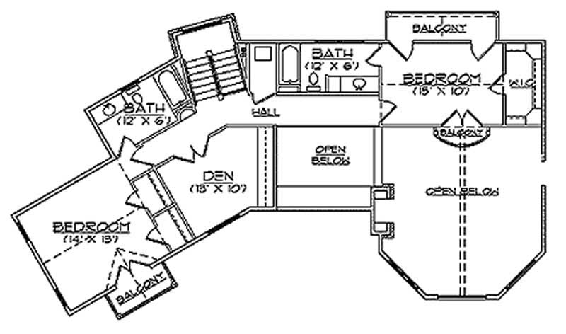 Floor Plan Second Story of Country Plan #135-1181