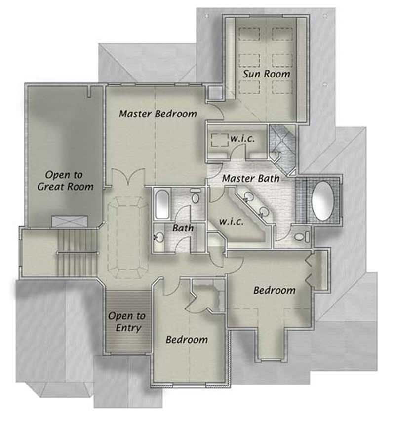 Floor Plan Second Story of European Plan #135-1183