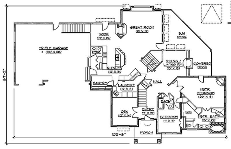 Floor Plan First Story of European Plan #135-1184