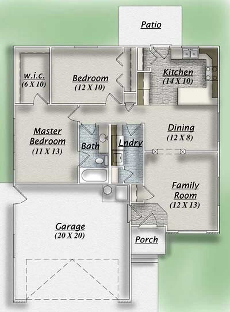 Floor Plan First Story of Ranch Plan #135-1186