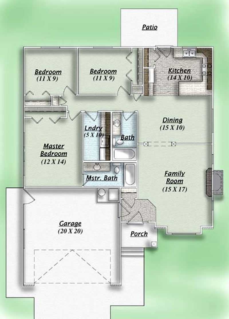 Floor Plan First Story of Ranch Plan #135-1190